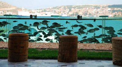 Akvariumla əhatələnmiş villa