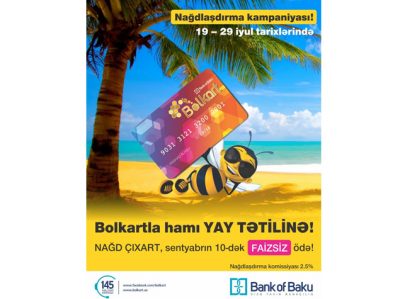 Bank of Baku Bolkart istifadəçiləri üçün nağd pul kampaniyasına başlayır