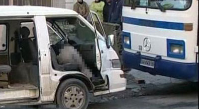 Bakıda sərnişinlə dolu iki avtobus toqquşdu