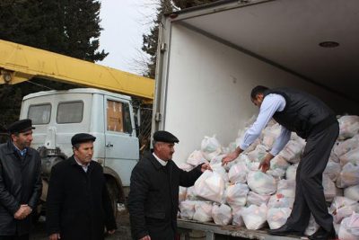 Masallıda aztəminatlı ailələrə Novruz sovqatı paylanıb .