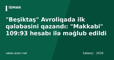 "Beşiktaş" Avroliqada ilk qələbəsini qazandı: "Makkabi" 109:93 hesabı ilə məğlub edildi