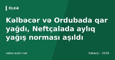 Kəlbəcər və Ordubada qar yağdı, Neftçalada aylıq yağış norması aşıldı: 26 oktyabr proqnozu