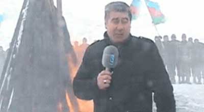 Əsgərlərimiz qarda tonqal yandırdı