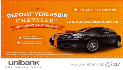 Unibank Chrysler 200 Touring 2.4 avtomobil qazanmaq imkanı