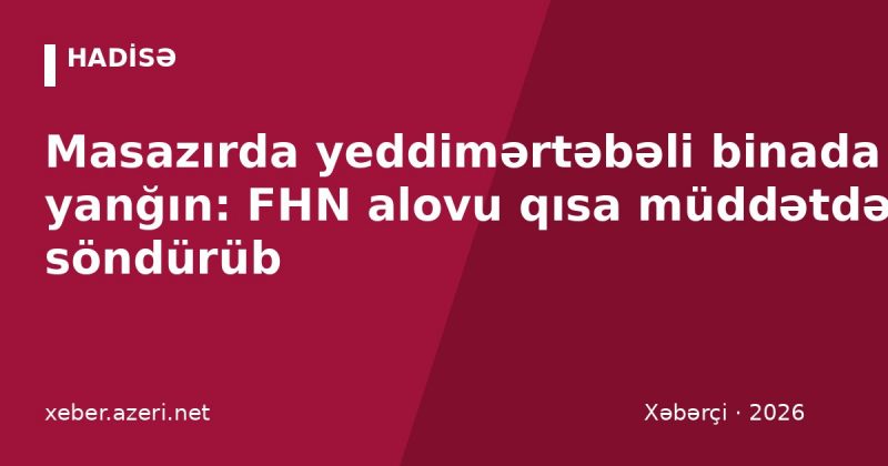 Masazırda yeddimərtəbəli binada yanğın: FHN alovu qısa müddətdə söndürüb