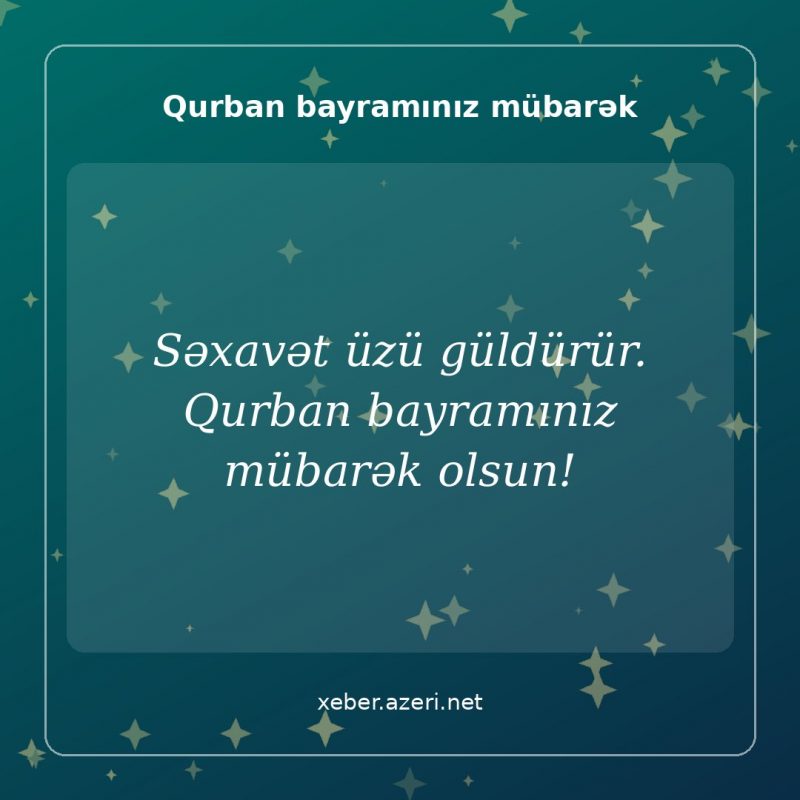 Qurban bayramı təbrik şəkli: Səxavət üzü güldürür. Qurban bayramınız mübarək olsun!
