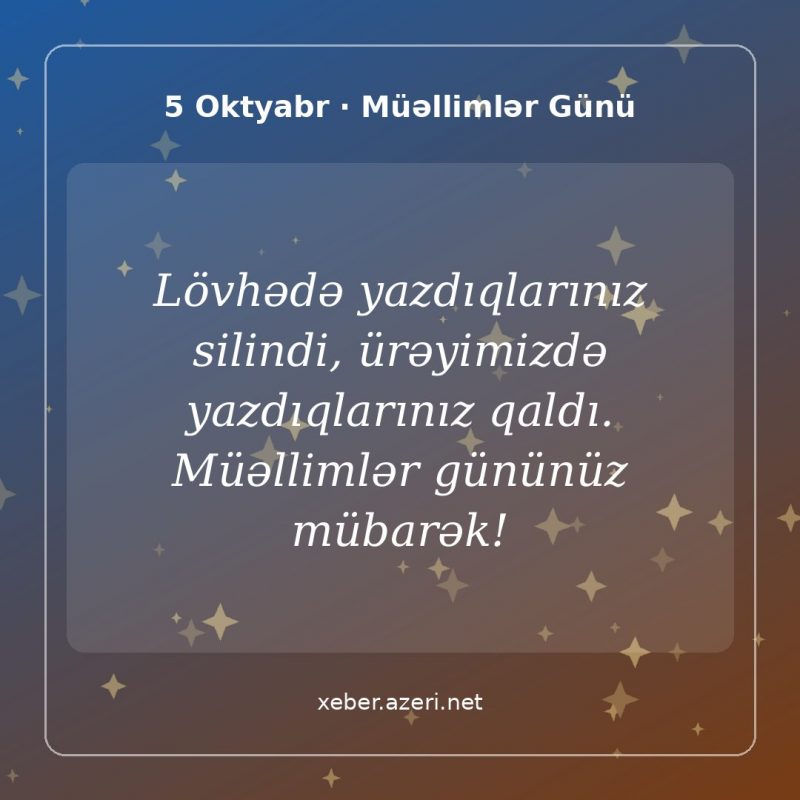 Müəllimlər Günü təbrik şəkli: Lövhədə yazdıqlarınız silindi, ürəyimizdə yazdıqlarınız qaldı. Müəllimlər gününüz mübarək!