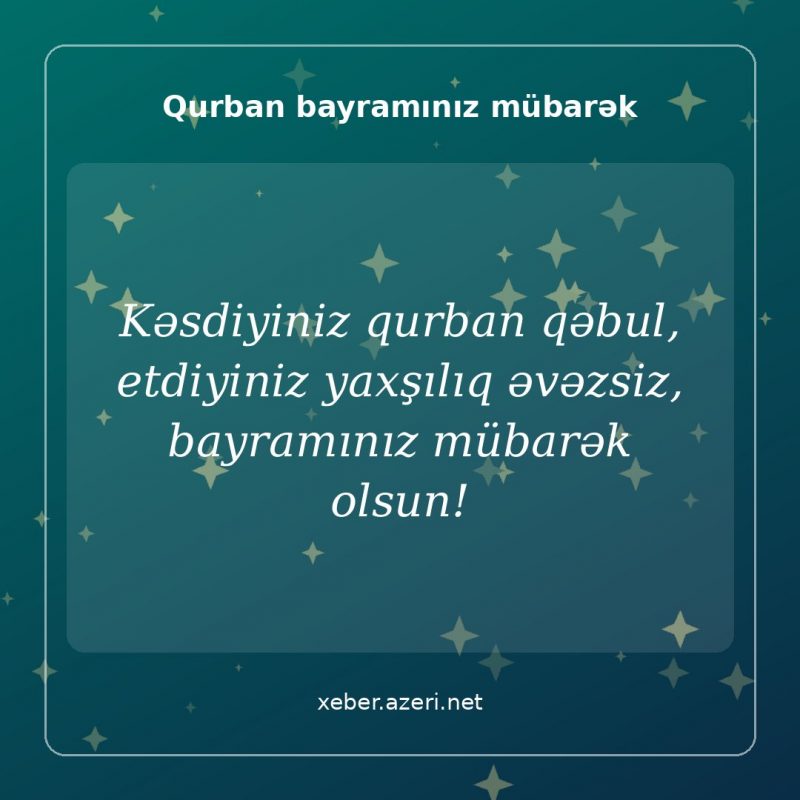 Qurban bayramı təbrik şəkli: Kəsdiyiniz qurban qəbul, etdiyiniz yaxşılıq əvəzsiz, bayramınız mübarək olsun!