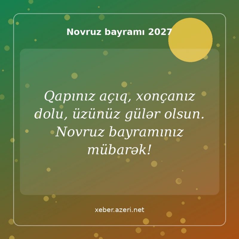 Novruz təbrik şəkli: Qapınız açıq, xonçanız dolu, üzünüz gülər olsun. Novruz bayramınız mübarək!