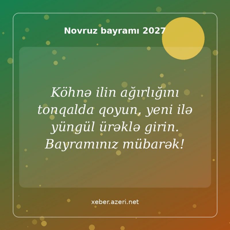 Novruz təbrik şəkli: Köhnə ilin ağırlığını tonqalda qoyun, yeni ilə yüngül ürəklə girin. Bayramınız mübarək!