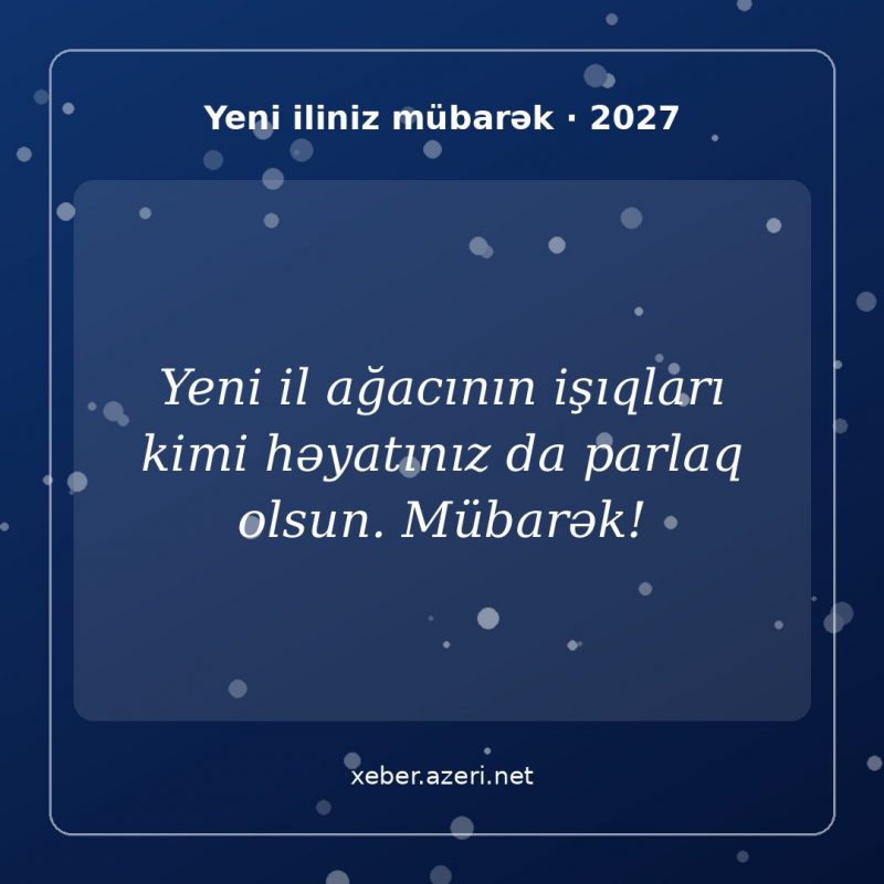 Yeni il təbrik şəkli: Yeni il ağacının işıqları kimi həyatınız da parlaq olsun. Mübarək!